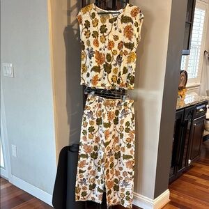 Floral 100% linen Set - Multicolor